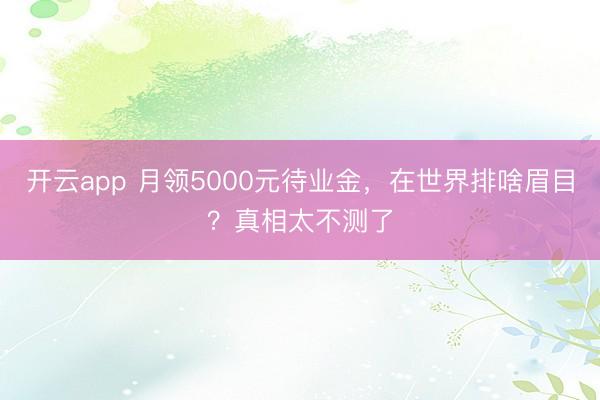 开云app 月领5000元待业金，在世界排啥眉目？真相太不测了