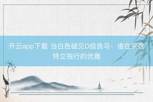 开云app下载 当白色碰见D级良马：谁在采选特立独行的优雅