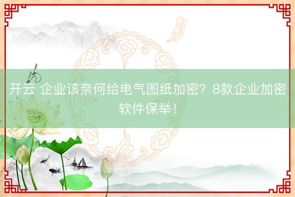 开云 企业该奈何给电气图纸加密？8款企业加密软件保举！