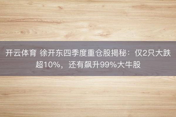 开云体育 徐开东四季度重仓股揭秘：仅2只大跌超10%，还有飙升99%大牛股