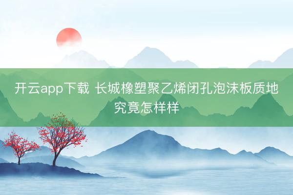 开云app下载 长城橡塑聚乙烯闭孔泡沫板质地究竟怎样样