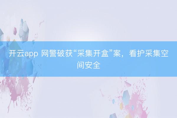 开云app 网警破获“采集开盒”案，看护采集空间安全