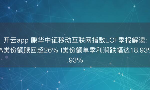 开云app 鹏华中证移动互联网指数LOF季报解读: A类份额赎回超26% I类份额单季利润跌幅达18.93%