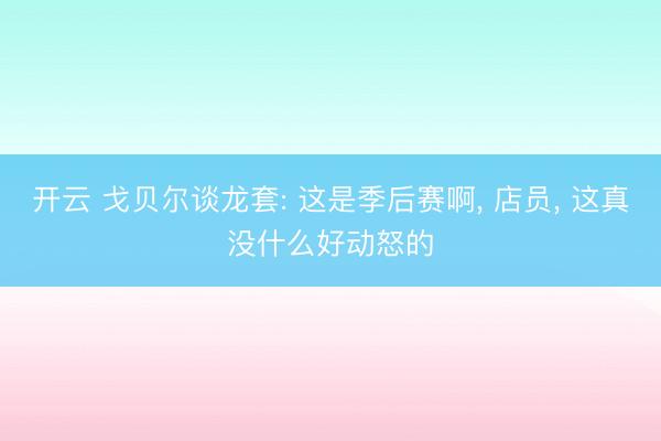 开云 戈贝尔谈龙套: 这是季后赛啊， 店员， 这真没什么好动怒的
